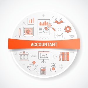 accountant-with-icon-concept-with-round-or-circle-shape-free-vector